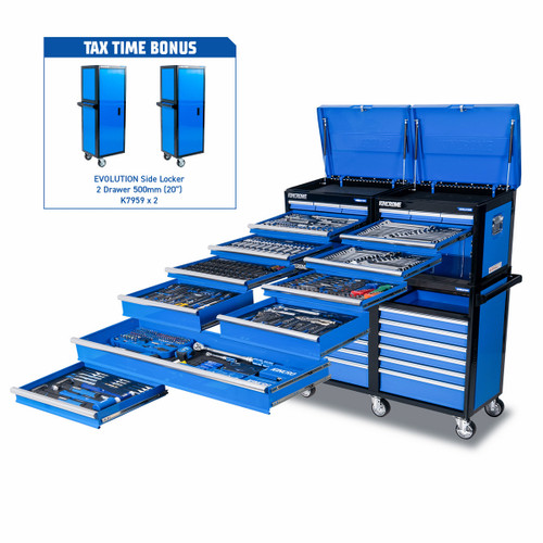Kincrome P1907 - Evolution Workshop Tool Kit - 648 Piece 27 Drawer + Bonus Side Lockers