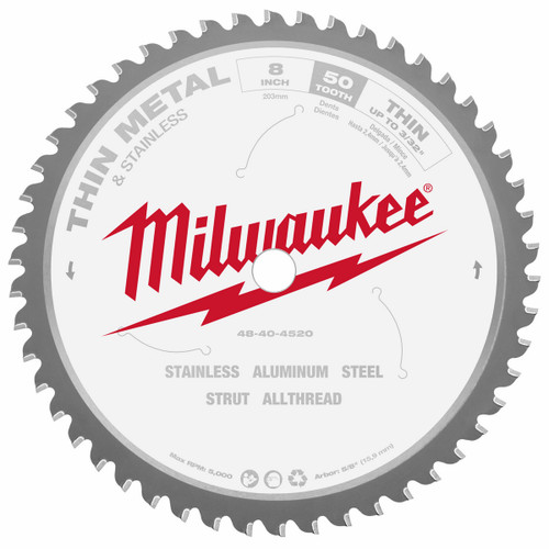 Milwaukee 48404520 - Thin Metal Circular Saw Blade with Cermet Carbide Teeth - 50T 203mm (8")