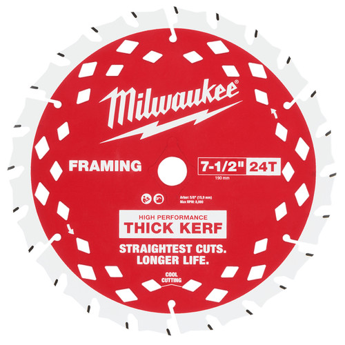 Milwaukee 48400792 - 24T Wood Circular Saw Blade Framing Thick Kerf - 190mm (7-1/2")