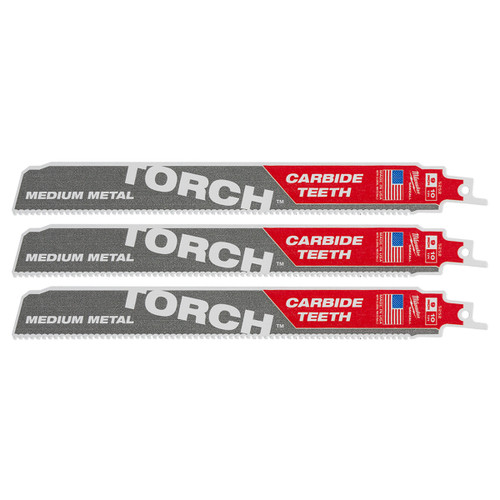 Milwaukee 48475352 - Recip Blade with Carbide Teeth - 230mm 10TPI - 3 Pack - THE TORCH