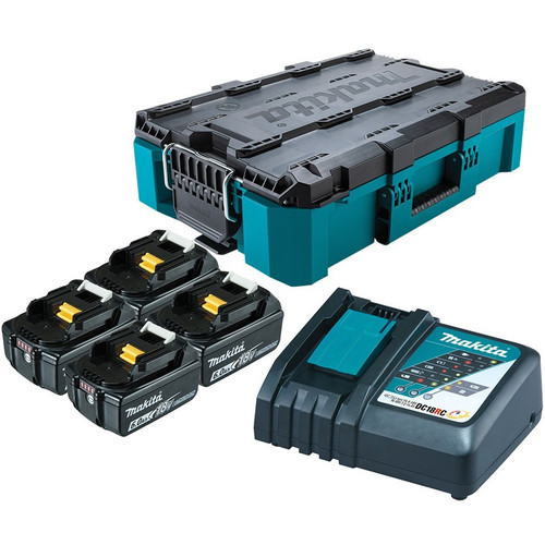 Makita B-90934 - 18V Battery Kit (4 x 6.0Ah) + BONUS Maktrak Tool Box