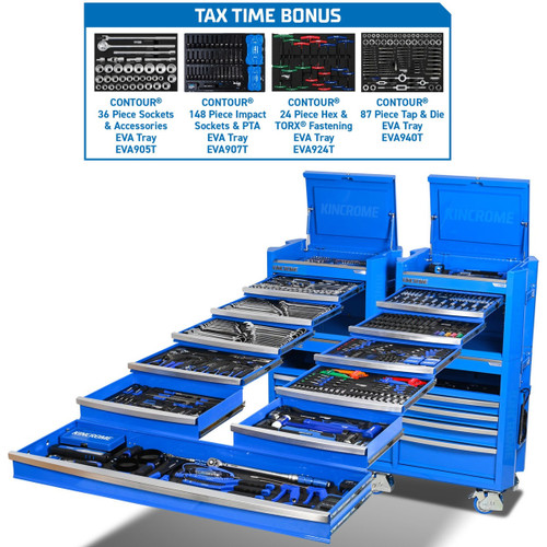 Kincrome K1967BO - Blue Workshop Tool Kit - 868 Piece 22 Drawer (60") - CONTOUR + BONUS