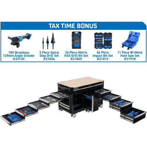 Kincrome K1971BBO - Black Workstation Tool Kit - 494 Piece 13 Drawer (60") - CONTOUR + BONUS