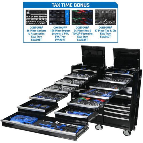Kincrome K1967BBO - Black Workshop Tool Kit - 868 Piece 22 Drawer (60") - CONTOUR + BONUS