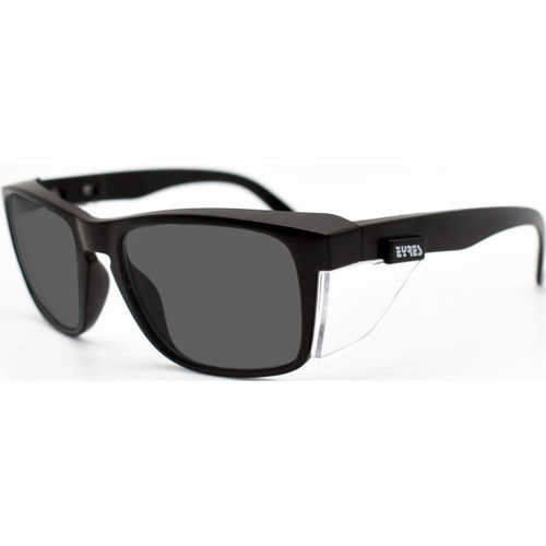 Eyres 334-M1-PG - Stealth Safety Glasses - Matte Black Frame Grey Polarised Lens