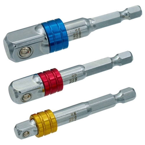 T&E 91903 - Power Drill Adapter Set - 1/4" Hex Drive (1/4", 3/8", 1/2") - 3 Piece