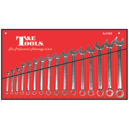 T&E 71016 - Combination Wrench Set - 16 Piece Euro Metric