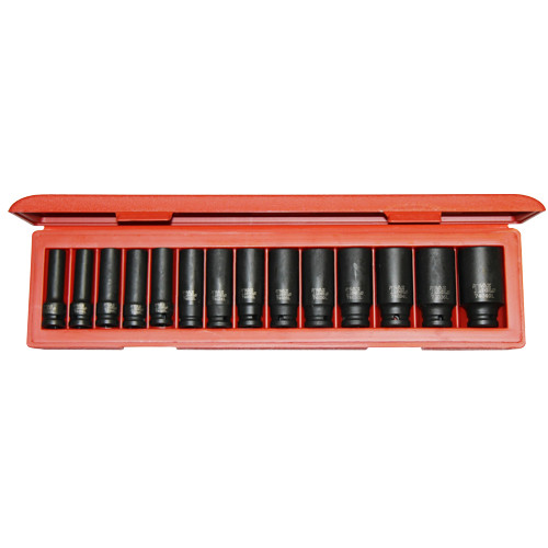 T&E 97414L - Deep Impact Socket Set - 1/2" Drive - 14 Piece SAE (3/8"–1-1/4")