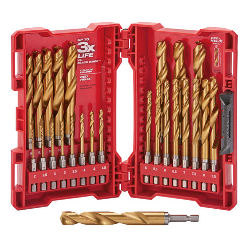 Milwaukee 48894861 - SHOCKWAVE Red Helix Titanium Drill Bit Kit - 25 Piece