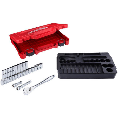 Milwaukee 48229510 - 1/2" Drive Metric Socket & Ratchet Set - 28 Piece