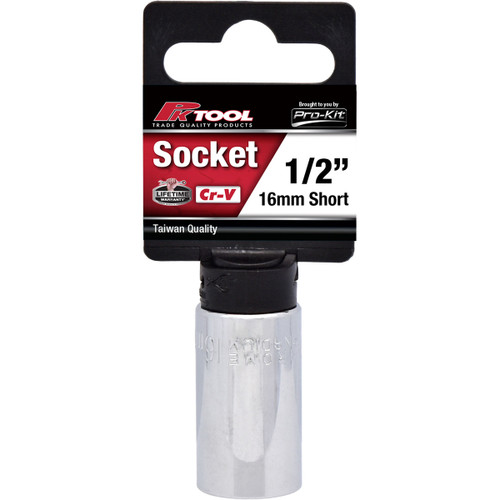 PKTool PT10616 - 16mm 6 Point Cr-V Regular Socket - 1/2" Drive