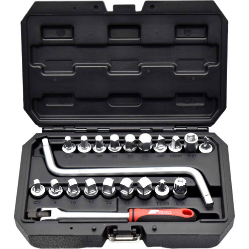PKTool PT10254 - Sump Plug Socket & Spanner Set - 21 Piece