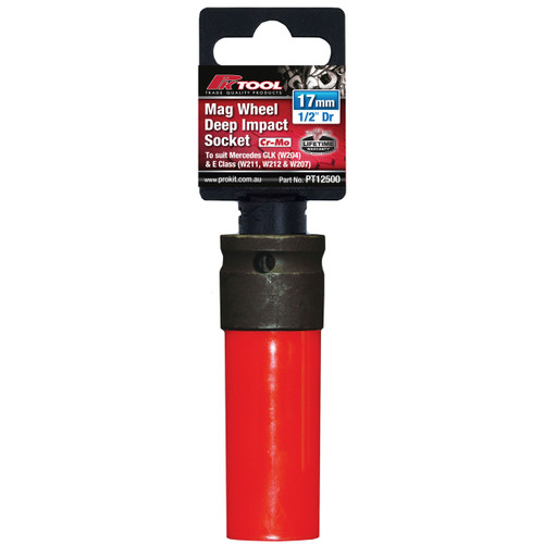 PKTool PT12500 - 17mm 1/2" Drive Cr-V Deep Impact Mag Wheel Socket - Suits Mercedes GLK W204, E-Class 211, W212 & W207