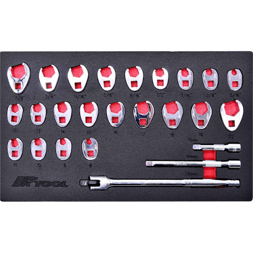 PKTool PT10124 - Crowfoot Flare Nut Spanner Set - 25 Piece