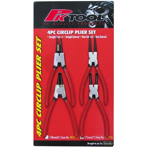PKTool RG7145 - Circlip Plier Set - Straight & 90° Nose - 175mm (7") - 4 Piece