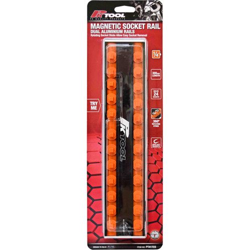 PKTool PT41723 - 1/4" Drive Magnetic Socket Rail - Dual Aluminium Rail