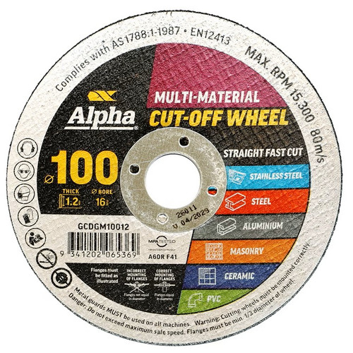 Alpha GCDGM10012 - Multi-Material Cutting Disc - 100 x 1.2mm
