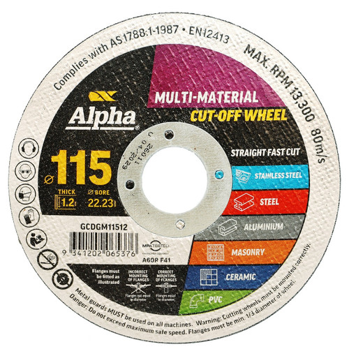 Alpha GCDGM11512 - Multi-Material Cutting Disc - 115 x 1.2mm