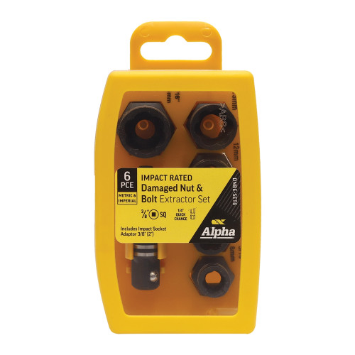 Alpha DNBE-SET6 - Damaged Nut & Bolt Extractor Set - 1/4" & 3/8" Drive Metric/Imperial - 6 Piece