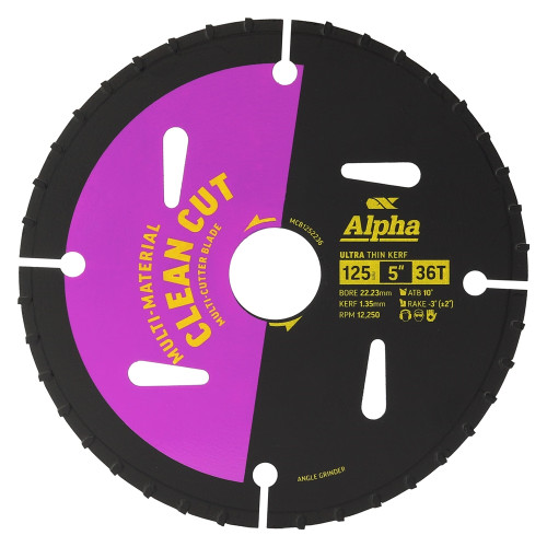 Alpha MCB1252236 - TCT Multi Cutter Blade - 125mm 36T - 22mm Bore