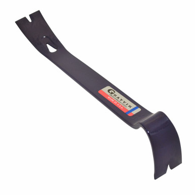 Vaughan B215 15-Inch Super Pry Bar – Forged Steel, Shepherd's Crook Rocker Head, 3 Beveled Nail Slots