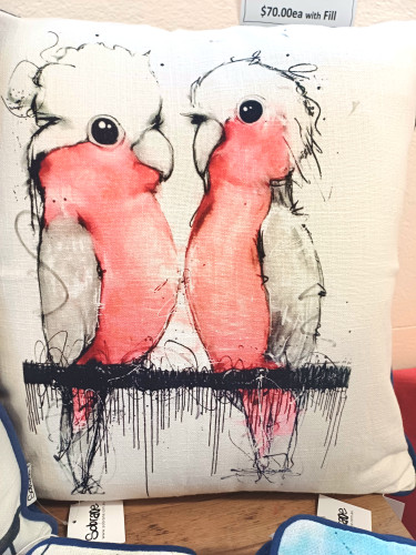 Pink and Grey Galahs Cushion