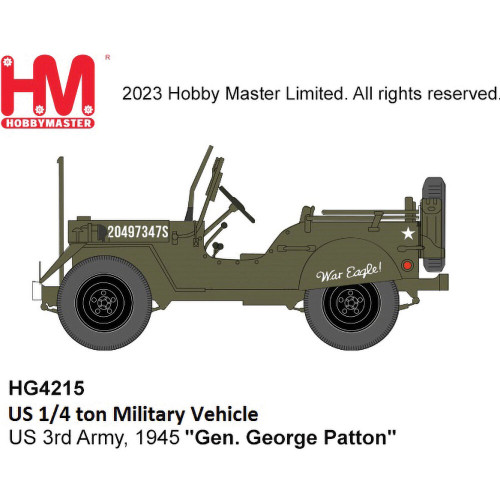 1/4 ton Military Vehicle 1/72 Die Cast Model - HG4215 U.S. 3rd Army,War Eagle, 1945 Main Image