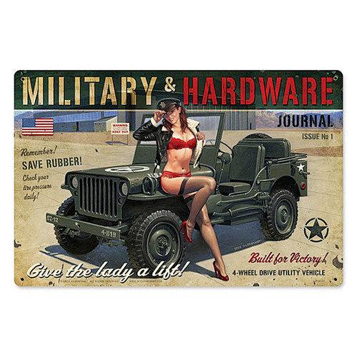 Military & Hardware Jeep Pin Up Metal Sign HB197 Main Image