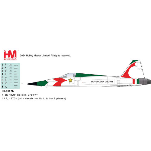 F-5E Tiger 1/72 Die Cast Model - HA3397b IIAF 1970s (with decals for No1. to No.8 planes) Alt Image 5