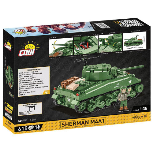 SHERMAN M4A1 1/35 Building Block Model - 615 Pieces Cobi (3044) Alt Image 4