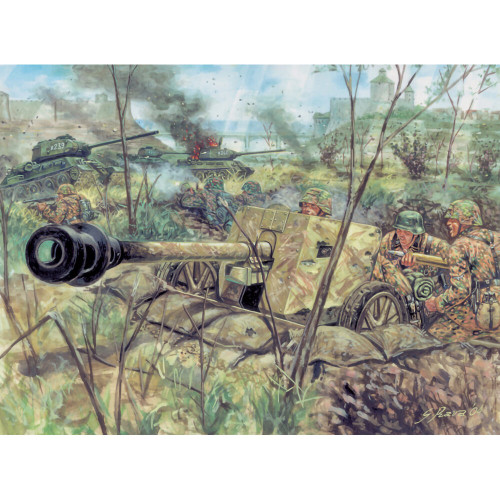 Germ. PAK 40 AT Gun & crew 1/72 Plastic Figures Italeri (6096s) Main Image