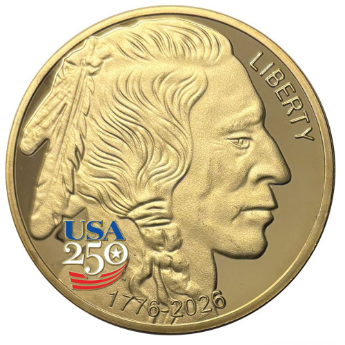 INDIAN BUFFALO GOLDEN TRIBUTE 1 OZ COIN -250TH ANNIVERSARY Merrick Mint (BUFF_250TH_GLD_TRIB) Main Image