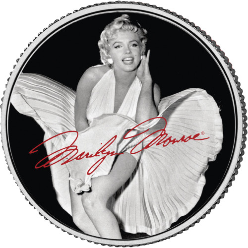 Marilyn Monroe in White Dress Colorized Half Dollar Coin Merrick Mint (Monroe_Happybd_JFK) Main Image