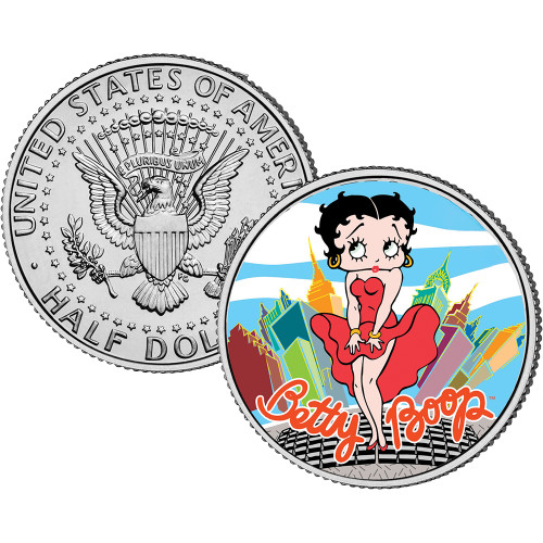 Betty Boop in Red Dress Colorized Half Dollar Coin Merrick Mint (BOOP_CITY_JFK  ) Alt Image 1