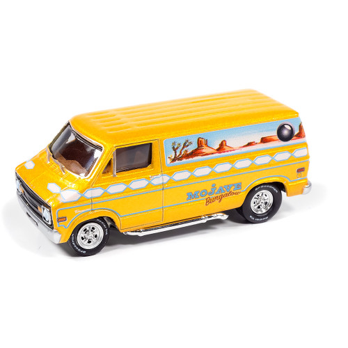 1976 Dodge Tradesman Van & 1975 Chevy G20 Van Boogie Vans - Yellow+Pink 1:64 Scale Alt Image 2