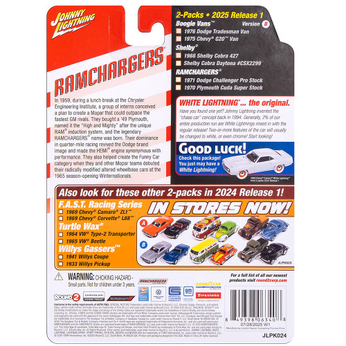 1971 Dodge Challenger Pro Stock-Red & 1970 Plymouth Cuda Super Stock Ram Chargers-White 1:64 Scale Alt Image 4