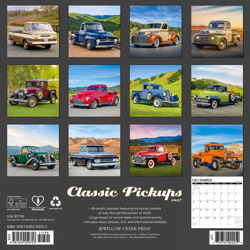 Classic Pickups 2027 Wall Calendar Willow Creek (65143)  Alt Image 1