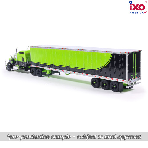 1990 Kenworth W900 with Refer Van - Neon Green and Black Alt Image 3
