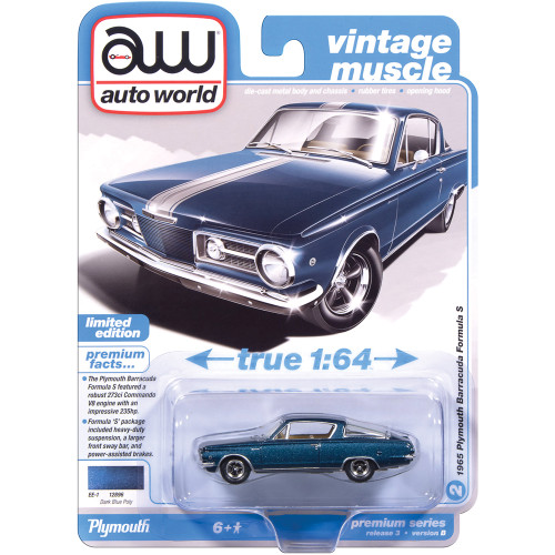 1965 Plymouth Barracuda Formula S - Dark Blue Poly w/Silver Stripe Alt Image 2