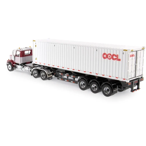 Western Star 4900 SFFA Day Cab with 40' Dry Goods Sea Container - Red& Gray - OOCL - White Alt Image 4