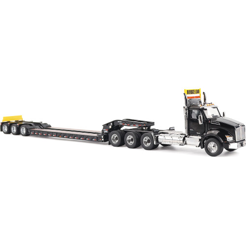 Kenworth T880 SBFA Daycab Tridem Tractor with Trail King TK120 HDG Lowboy Trailer - Black Alt Image 6
