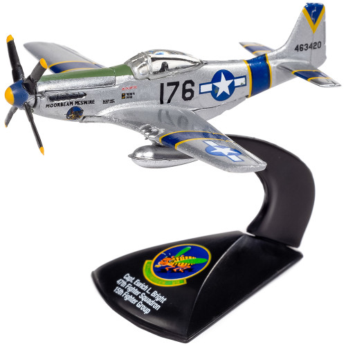 WWII North American Aviation P-51D Mustang Moonbeam McSwine - Silver w/Blue & Yellow Striping Main Image