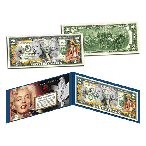 Marilyn Monroe Colorized U.S. $2 Bill Legal Tender Main Image