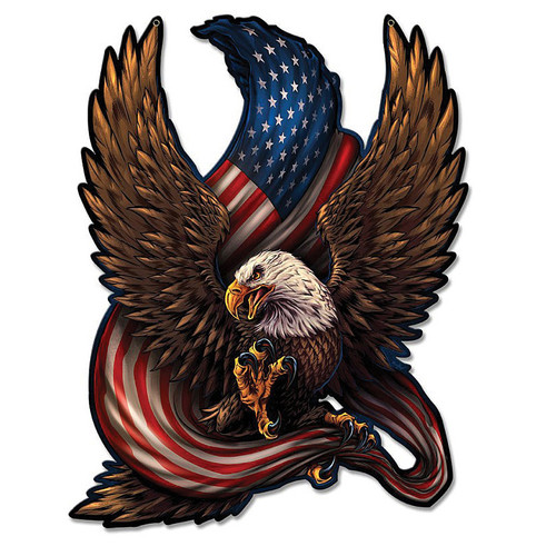 Eagle and Flag Plasma Metal Sign Main Image
