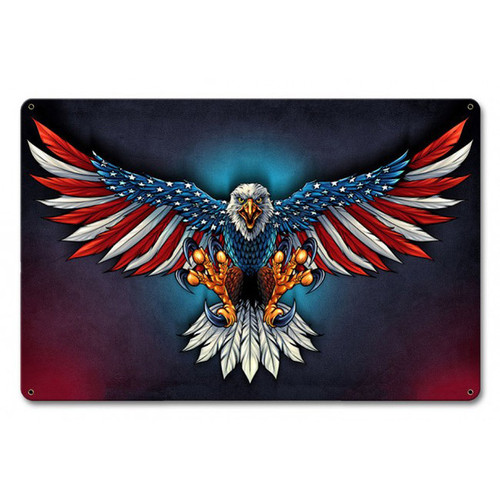 Eagle With US Flag Wings Metal Sign Main Image