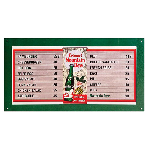 Mountain Dew Vintage Menu Metal Sign Main Image