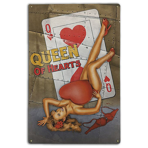 Queen of Hearts Nose Art Metal Sign Main Image