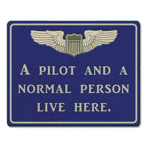 Pilot and Normal Person Metal Sign Main Image