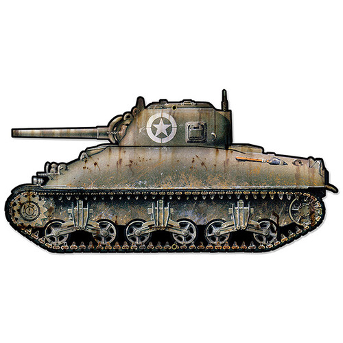 M4A3 Sherman Tank Cutout Metal Sign Main Image