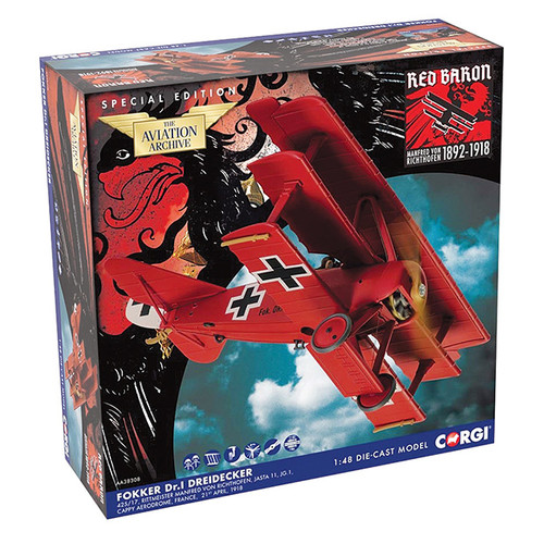 Fokker DR.1 1/48 Die Cast Model - Manfred Von Richtofen Alt Image 1